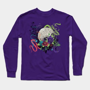 Grunge Silver Disco Ball with Roses Long Sleeve T-Shirt